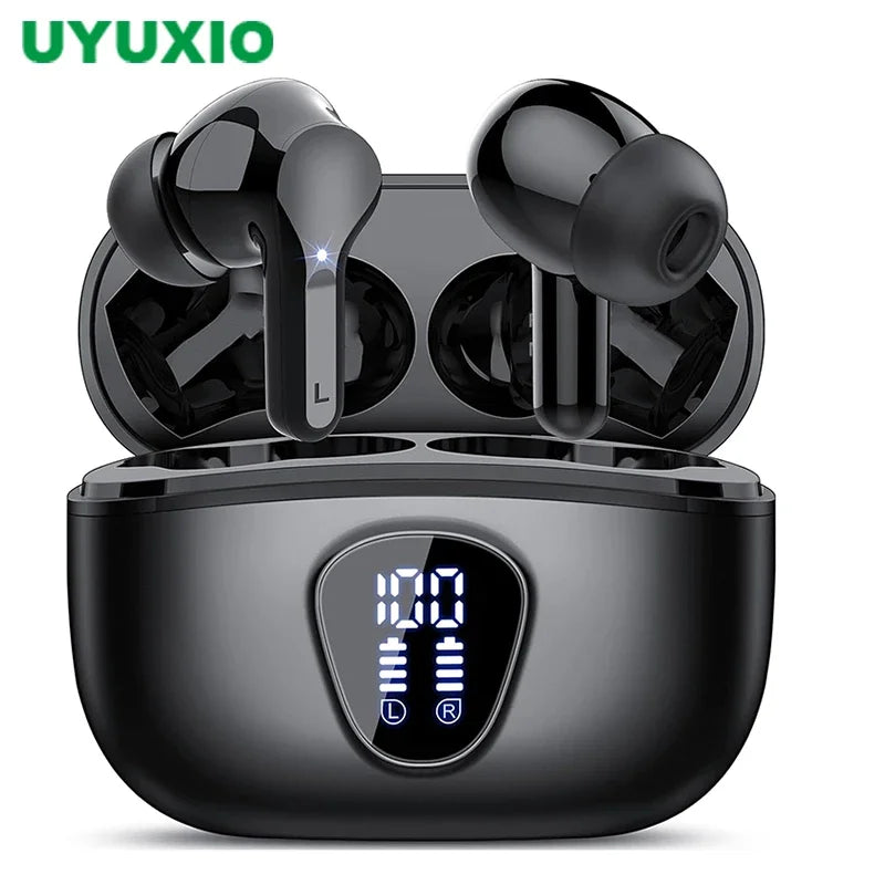 Wireless Earbuds BT5.3 Headphones HiFi Stereo EarBuds with ENC Noise Cancelling Mic 48H LED Display IP7 Waterproof Earphones