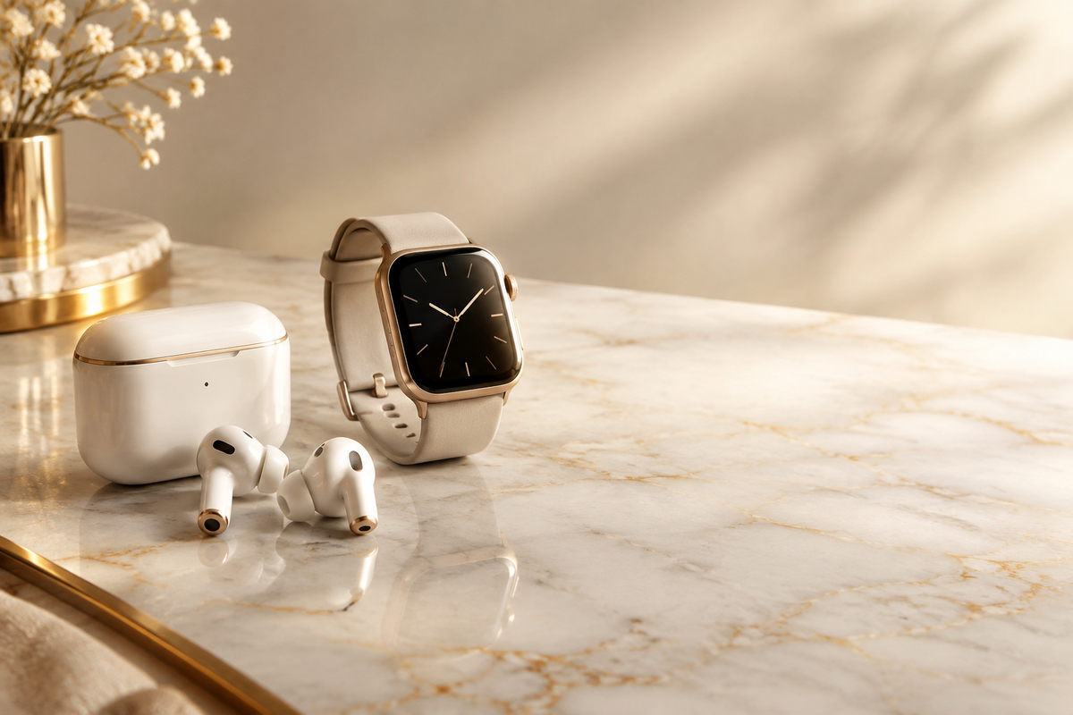 Luxury Earbuds & Watch - Marble Style